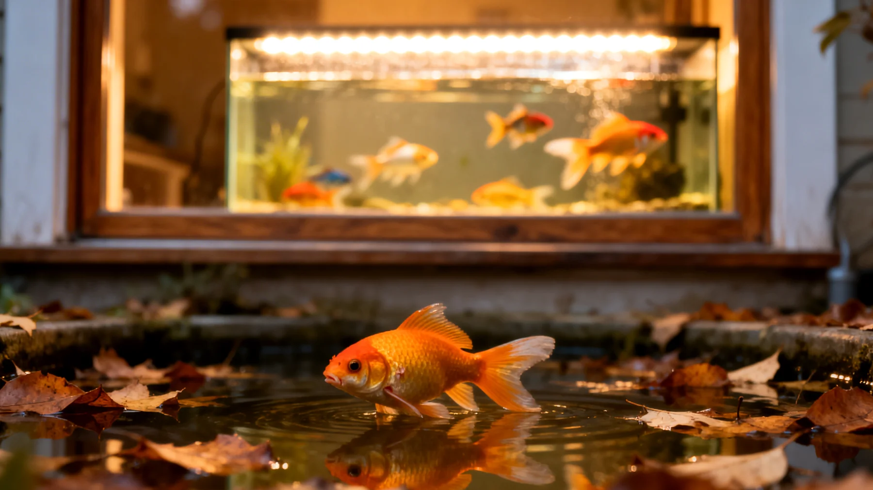 Fische können nicht im Garten gehalten werden, da sie ein kontrolliertes Aquarium-Umfeld mit stabiler Wasserqualität, Temperatur und Filterung benötigen"